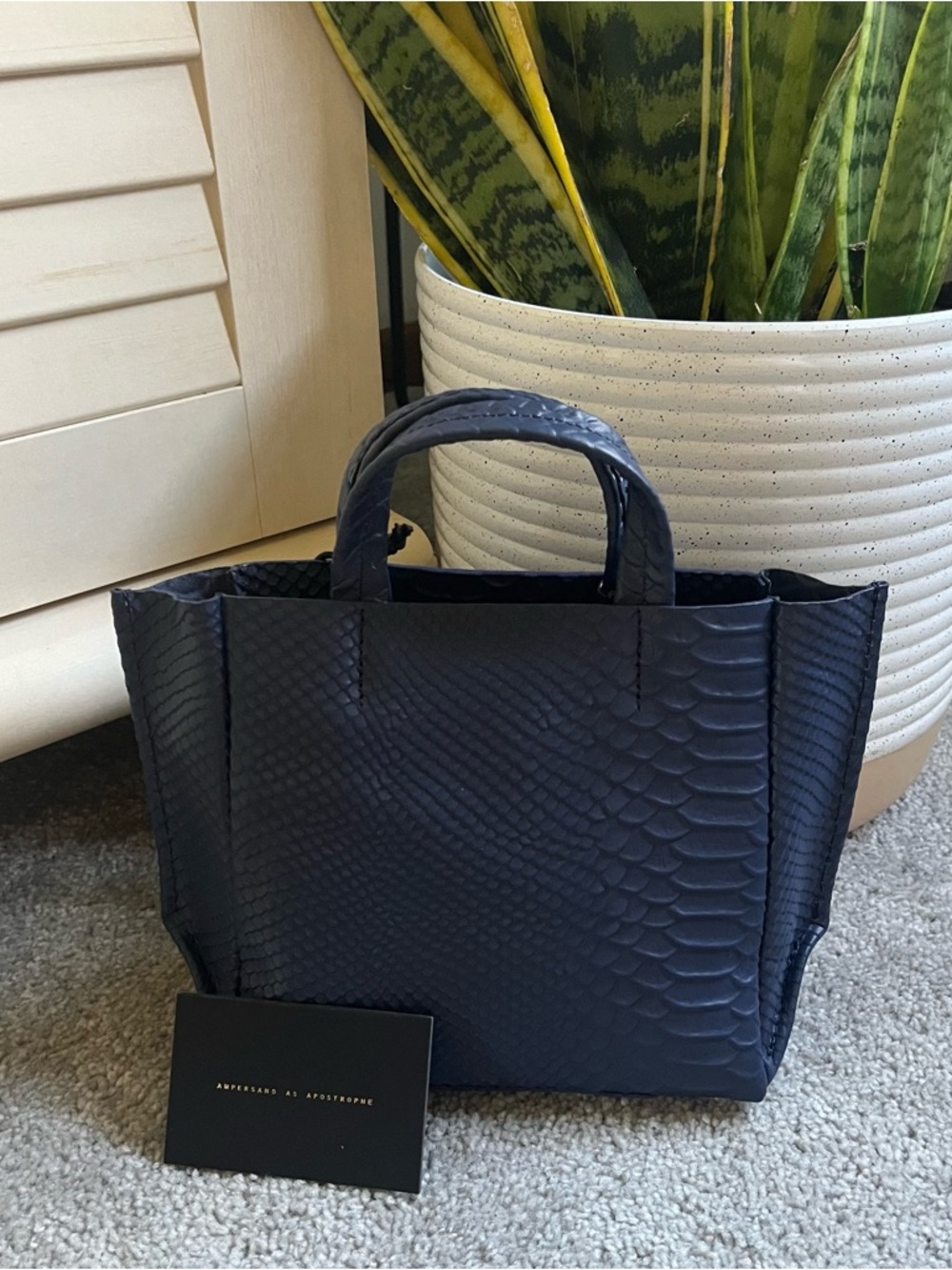 NWT Ampersand As Apostrophe Micro Tote in Navy Night Python-Genuine Leather - Picture 5 of 8